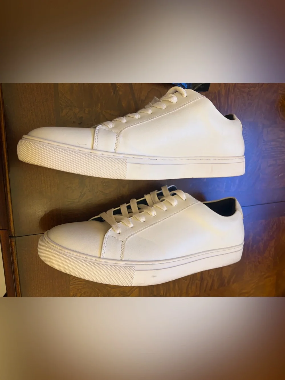 Men's Classic White Low-Top Sneakers - Minimal Leather Look